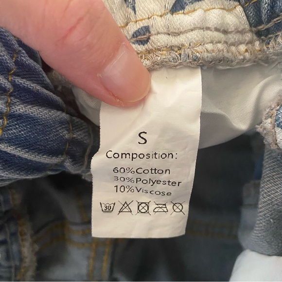 Blue Floral Print Jeans - Picture 4 of 7